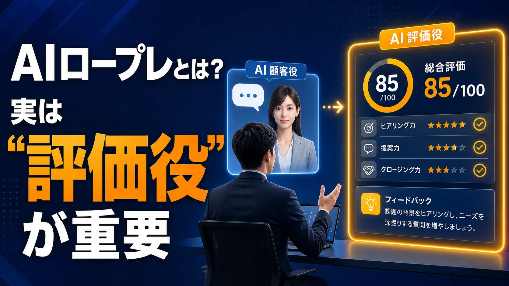 AIロープレとは|AIが代わるのは「顧客役」だけではなく「評価役」