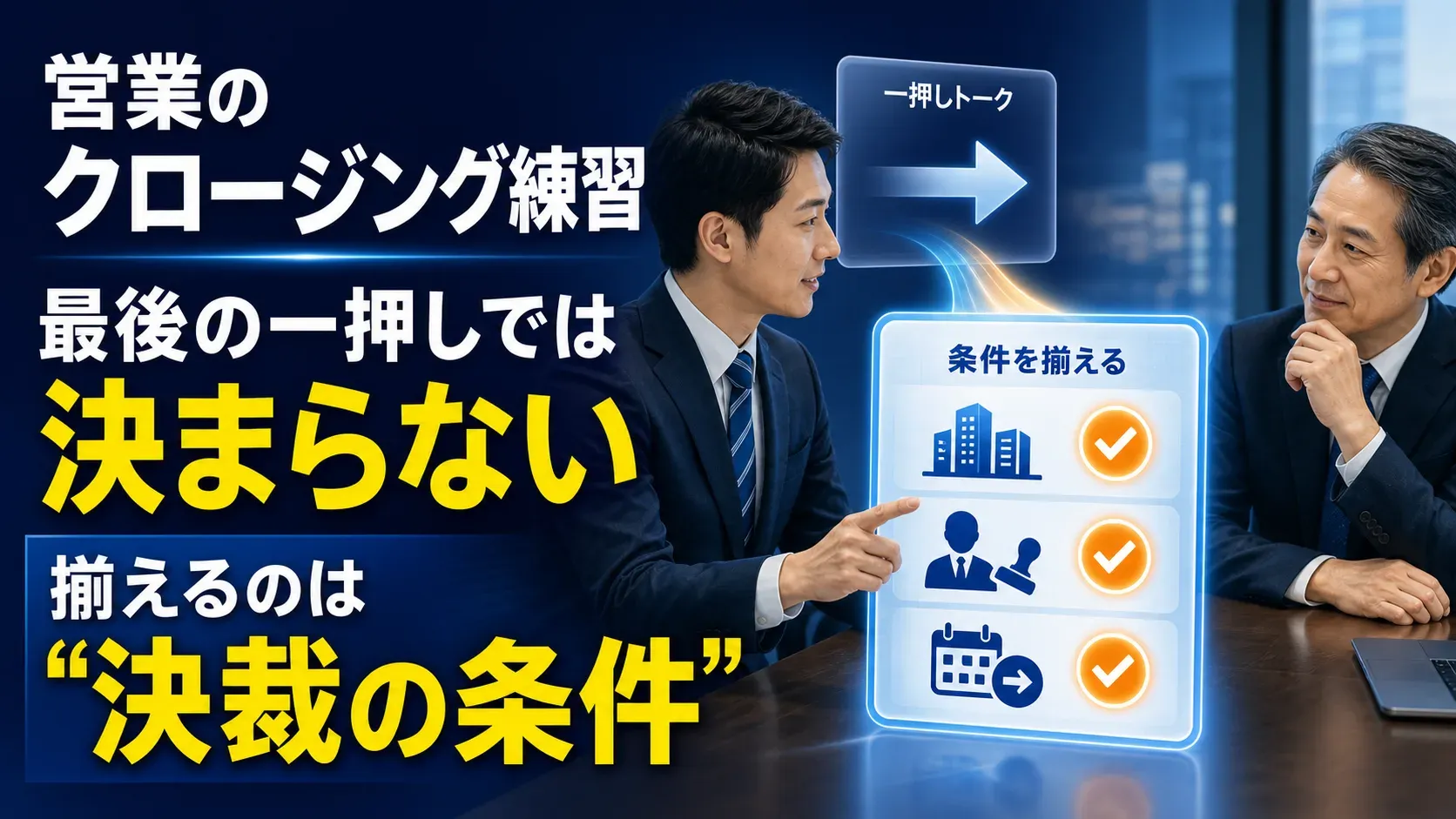 営業クロージングの練習法|「最後の一押し」より先に、決裁の条件を揃える