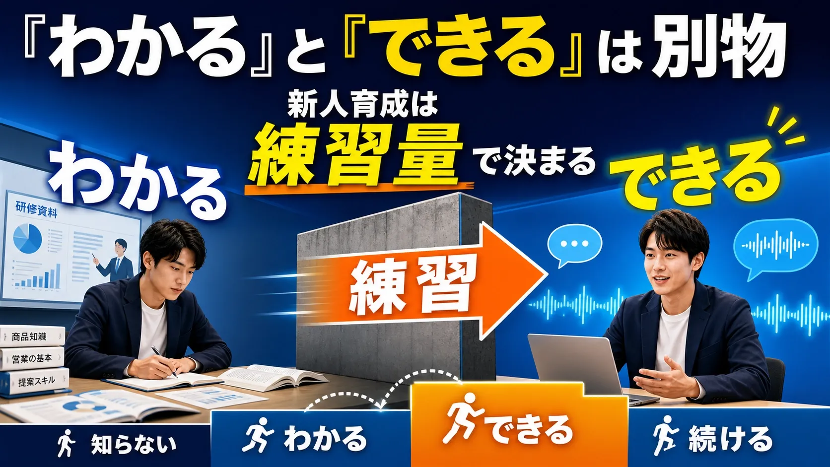 新人向け営業研修の設計|早期戦力化を分けるのは「教える量」ではなく「練習量」